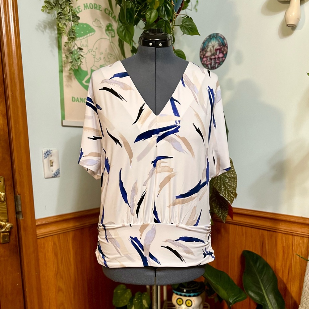White House Black Market Modern Paint Brush Design Blouse